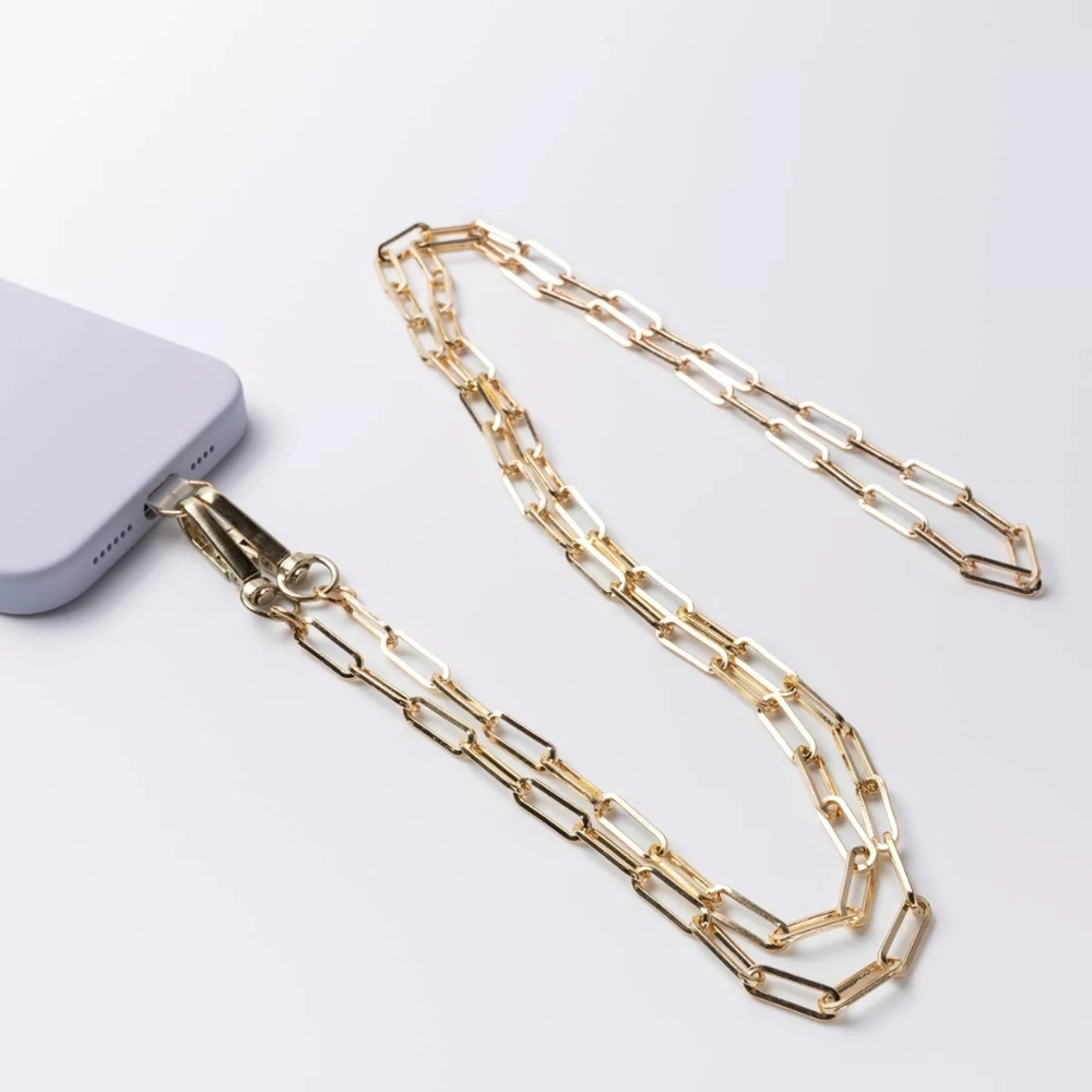 NWT Gold Paperclip Chain Phone Crossbody Strap